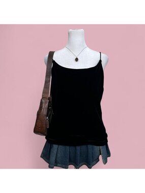 vintage 90s black velvet goth grime elevated basic cami tank top